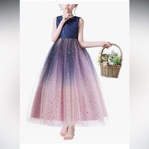 Pink and Blue Sleeveless Ball Gown